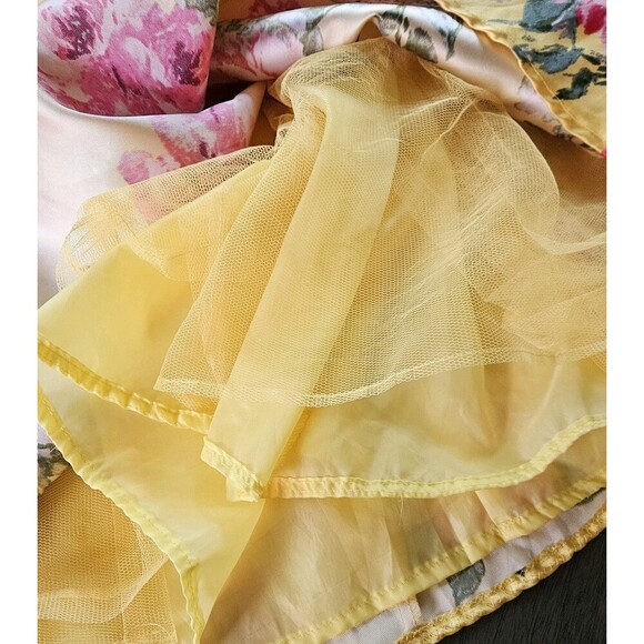 Yelloe Rose Floral Strapless Prom Dress Juniors 3/4 Retro HOCO Romantic Corset - Picture 5 of 8